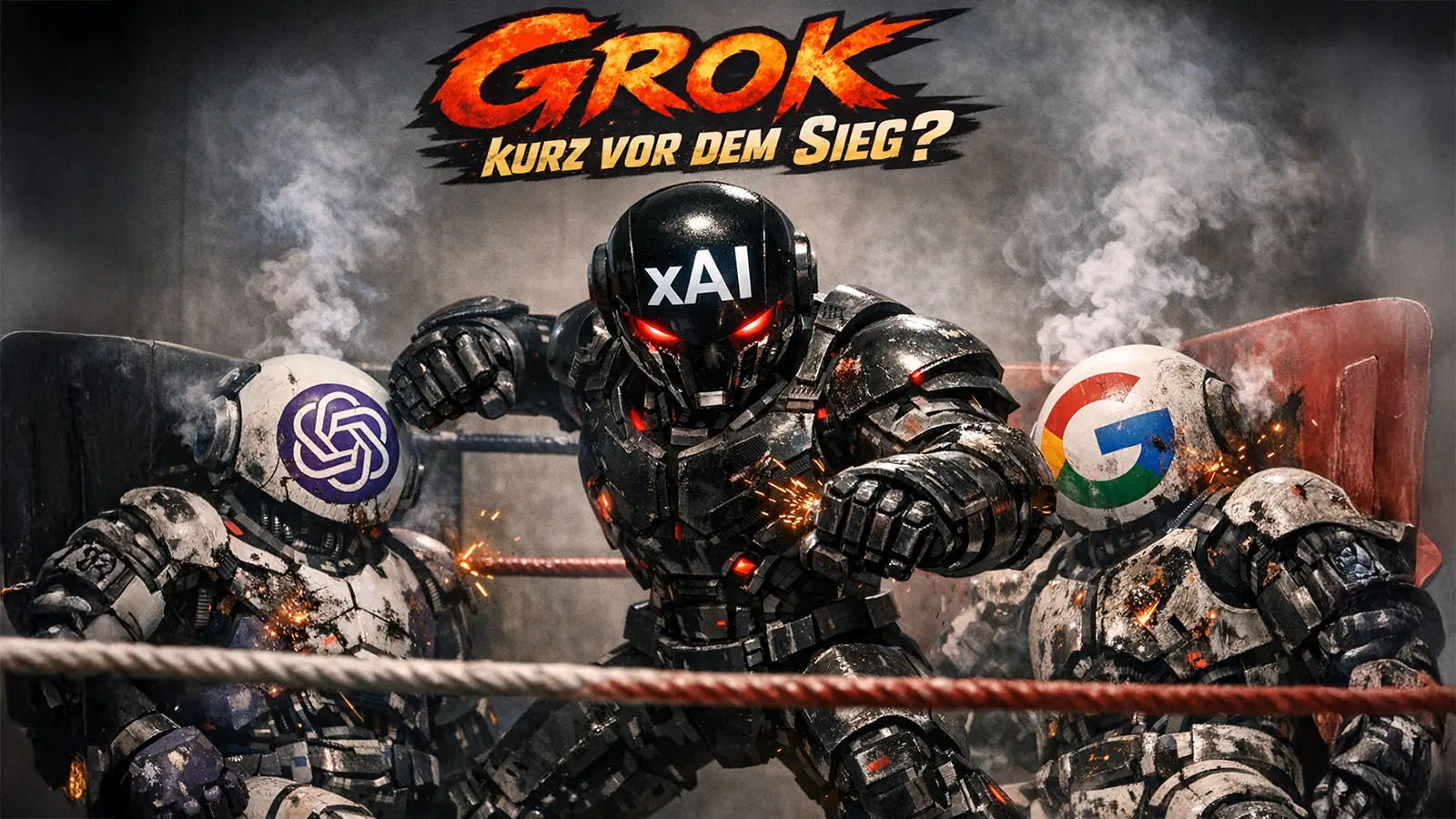 Grok Roboter kämpft gegen Google und OpenAI